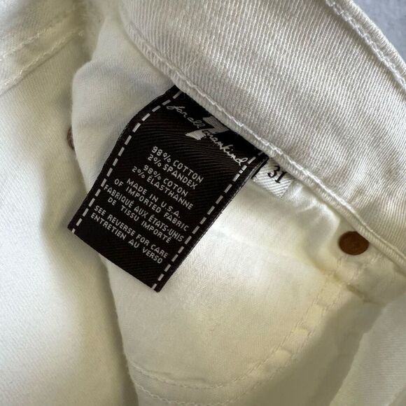 7 for All Mankind Women's 31 Off White The Skinny Crop and Roll Jeans - Picture 4 of 9